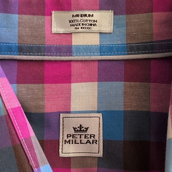 Peter Millar Mens Med Long Sleeve Button Down Shirt Plaid Preppy Office Casual - Picture 8 of 8